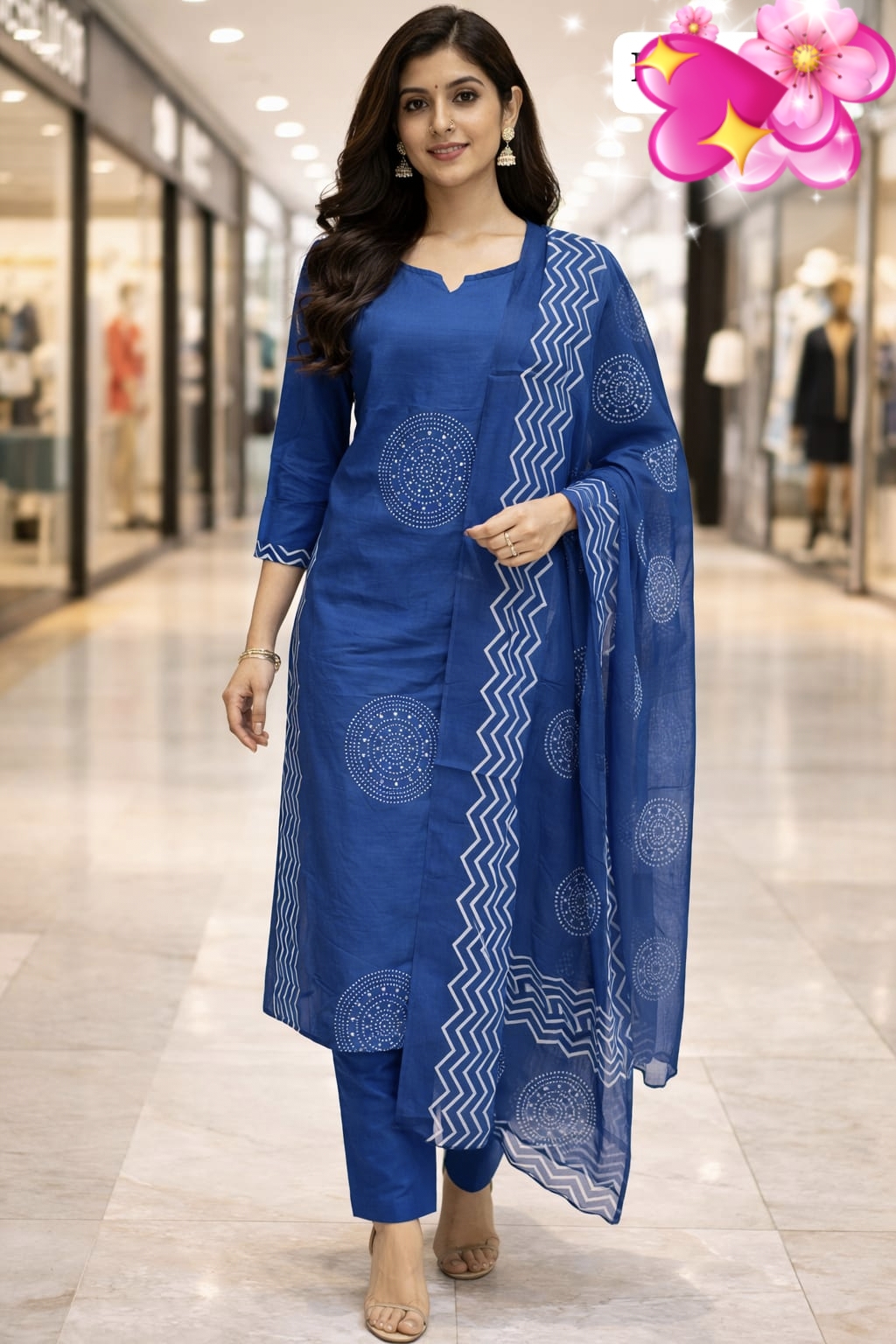 Purple Cotton Kurti Set